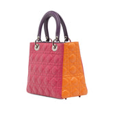 Medium Tricolor Lambskin Cannage Lady Dior